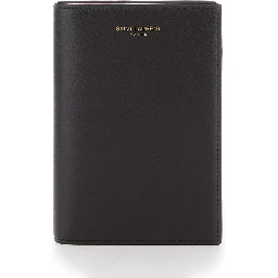 brown Bicolor document holder with Logo lettering on the front in leather for men