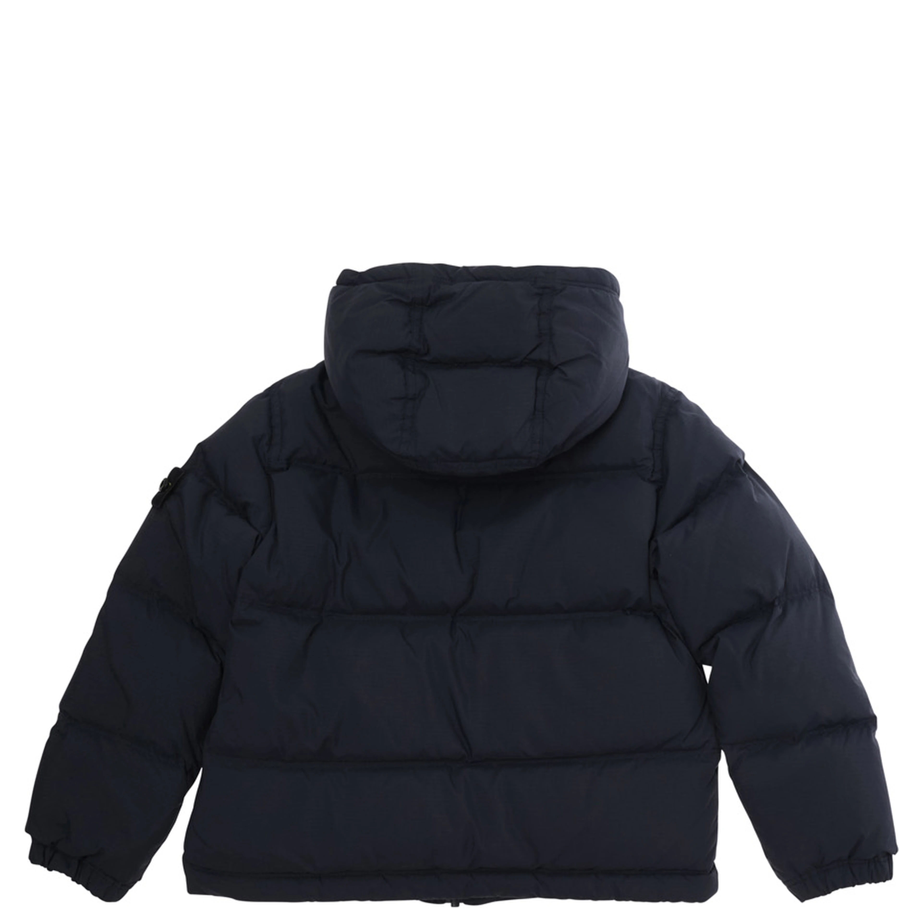 Short Parka with Hood and Pockets, Tech Fabric, Blue, Unisex