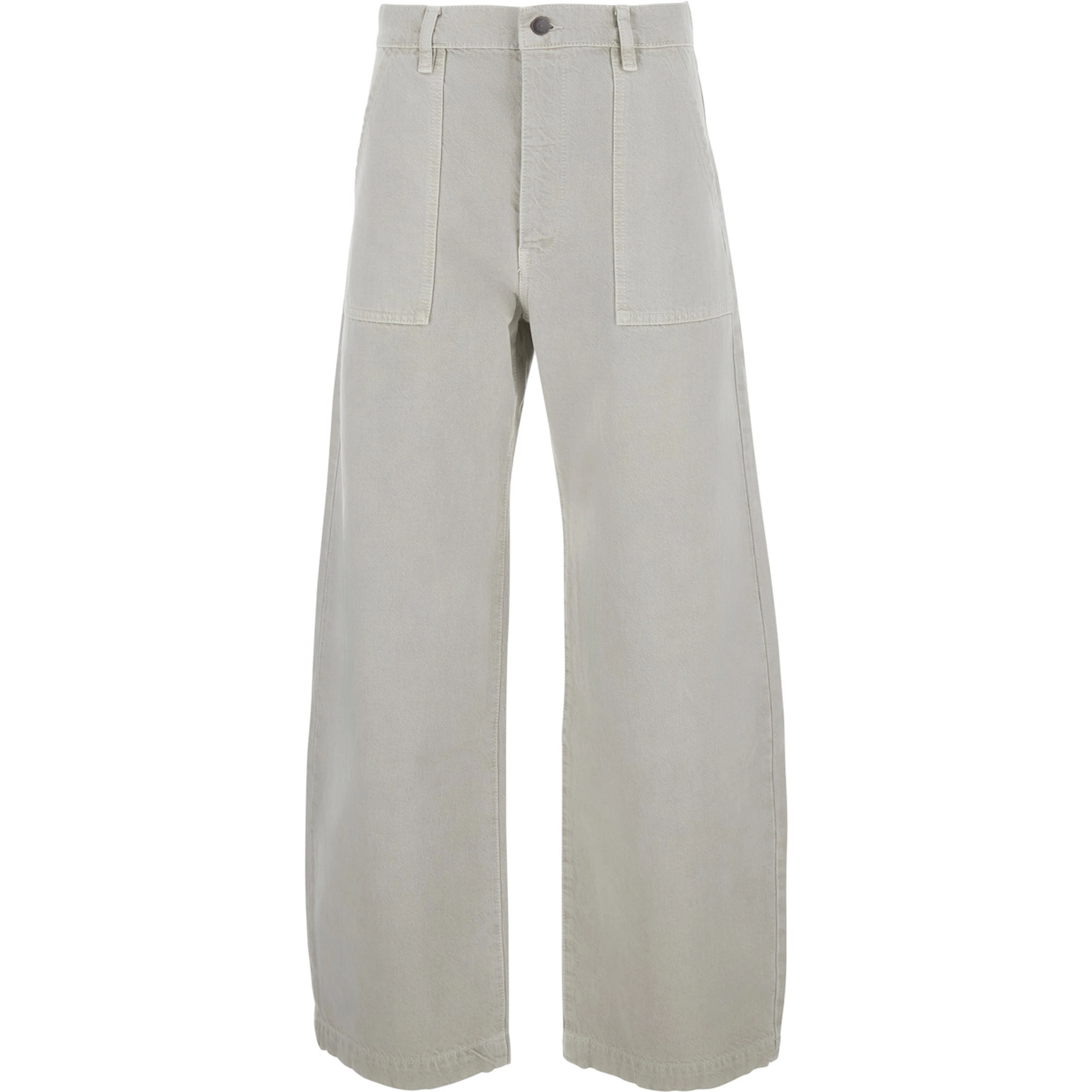 THE BOW CARGO is a jeans with side pockets and button closure. Made of cotton, white color, unisex.