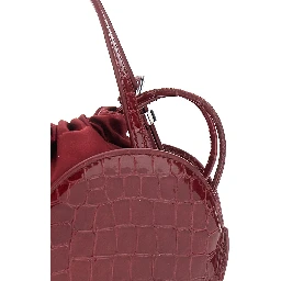 Red Handbag with heart silhouette and adjustable shoulder strap in leather for women
