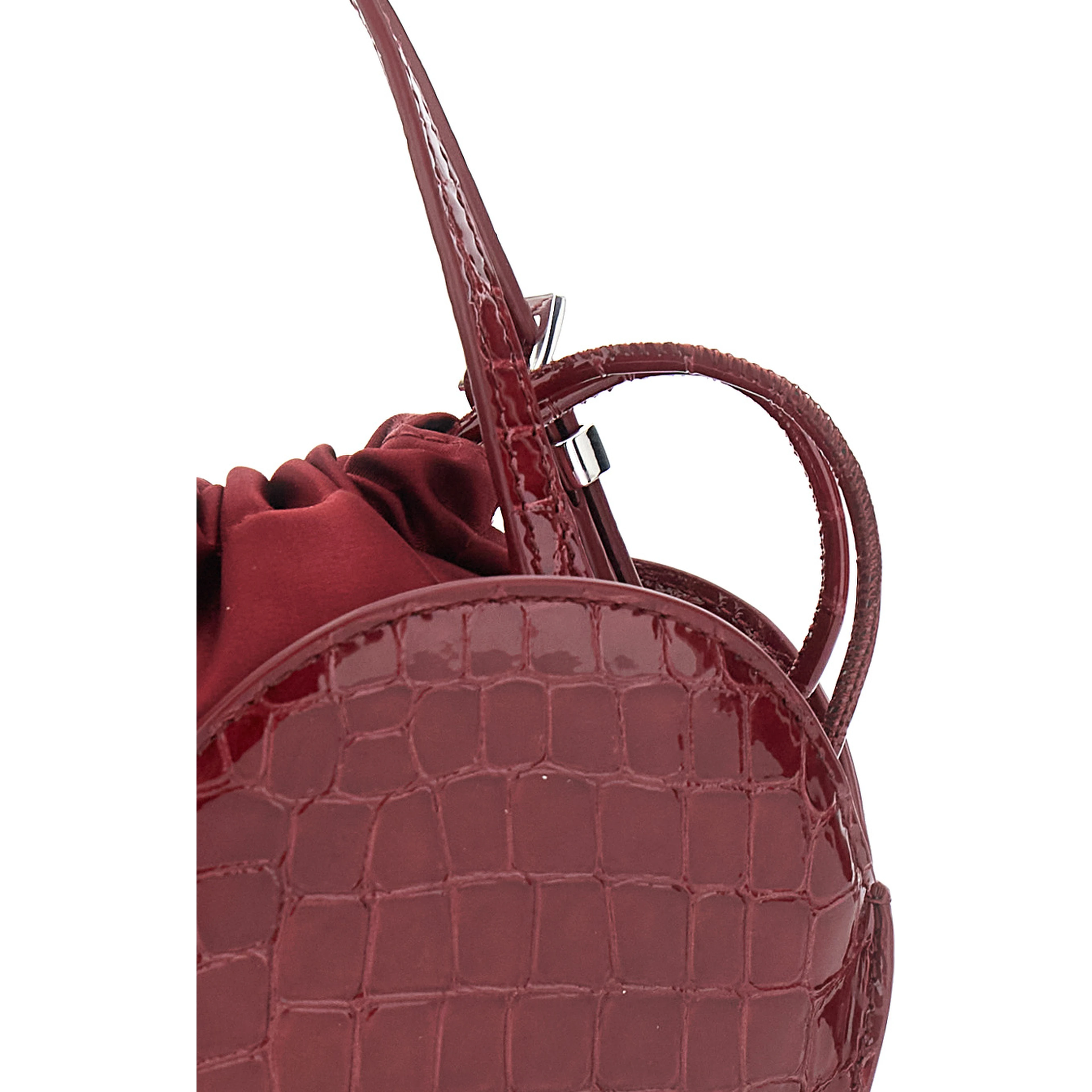 Red Handbag with heart silhouette and adjustable shoulder strap in leather for women