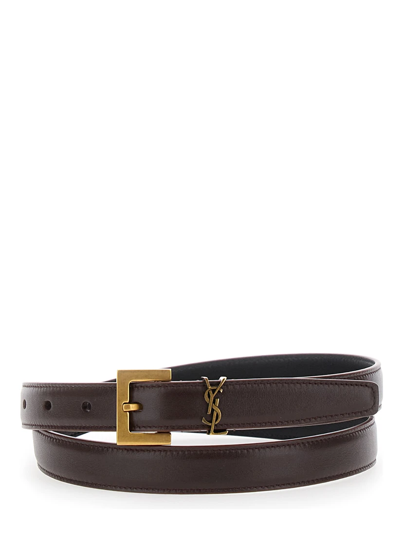 Brown Belt with Cassandre Loop in Leather Woman