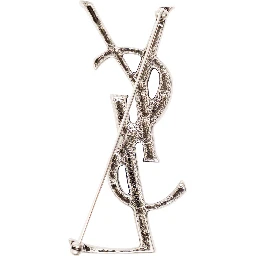 Brooch with Crocodile Texture Monogram in Silver Brass for Women