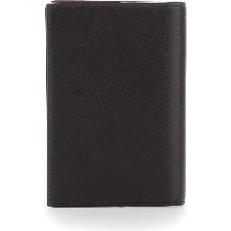 brown Bicolor document holder with Logo lettering on the front in leather for men