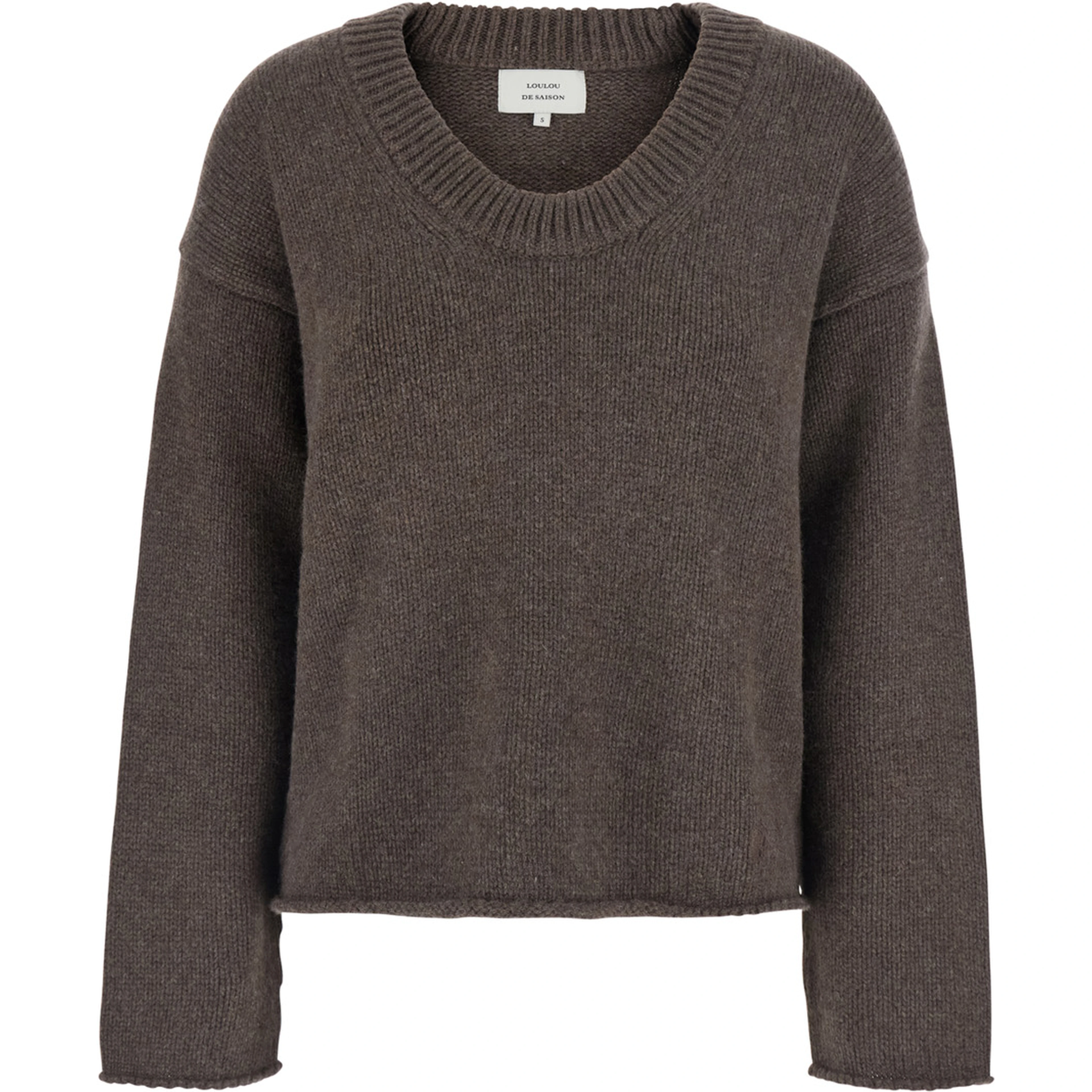 Brown Sweater with Wide Neck and Tone-on-Tone Mini Logo in Cashmere for Women