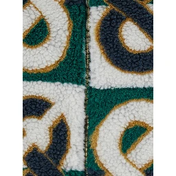 Green Jacket with Hood and All-Over Logo Monogram in Wool Blend for Men