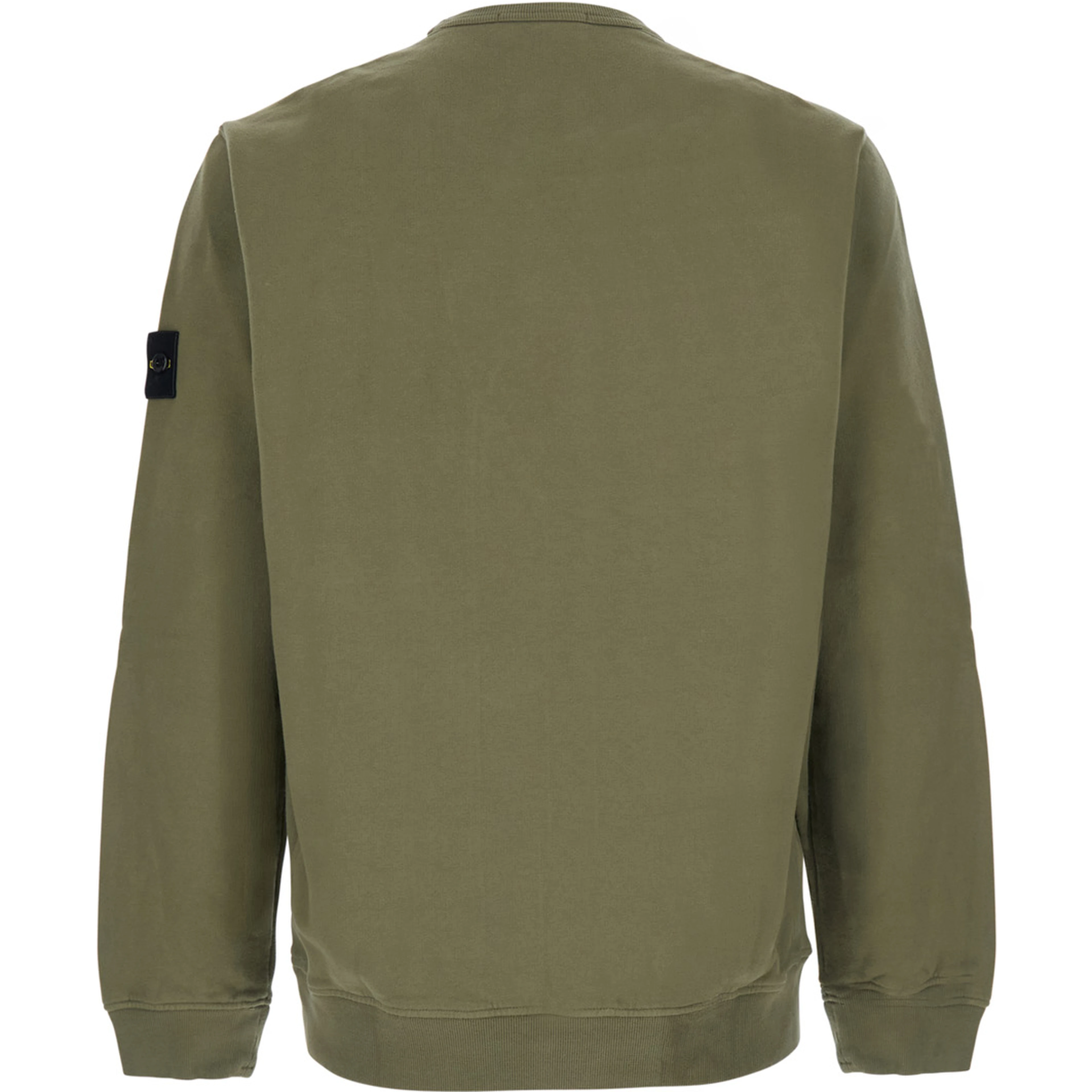 Green Crewneck sweatshirt with logo patch on the sleeve in cotton for men