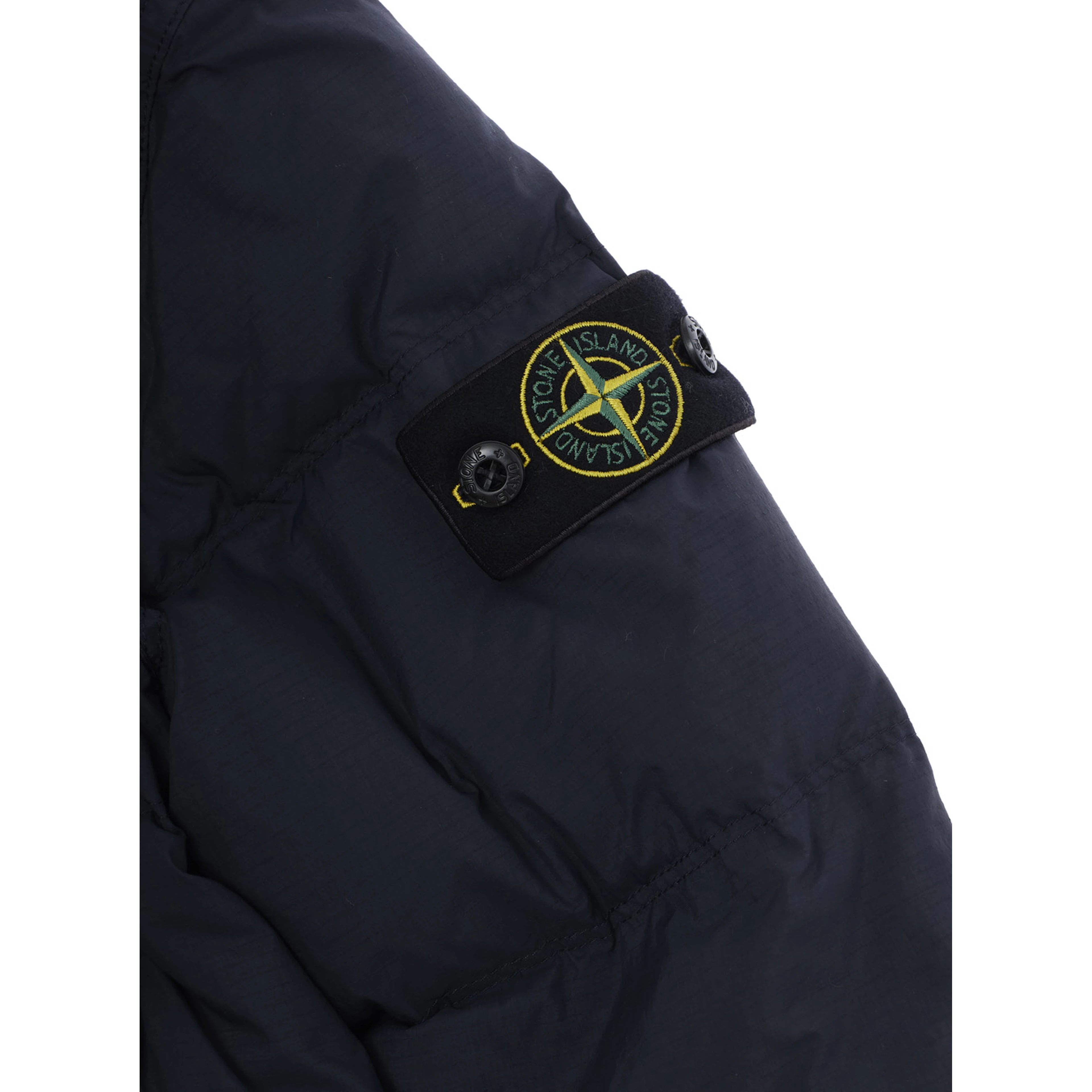 Short Parka with Hood and Pockets, Tech Fabric, Blue, Unisex