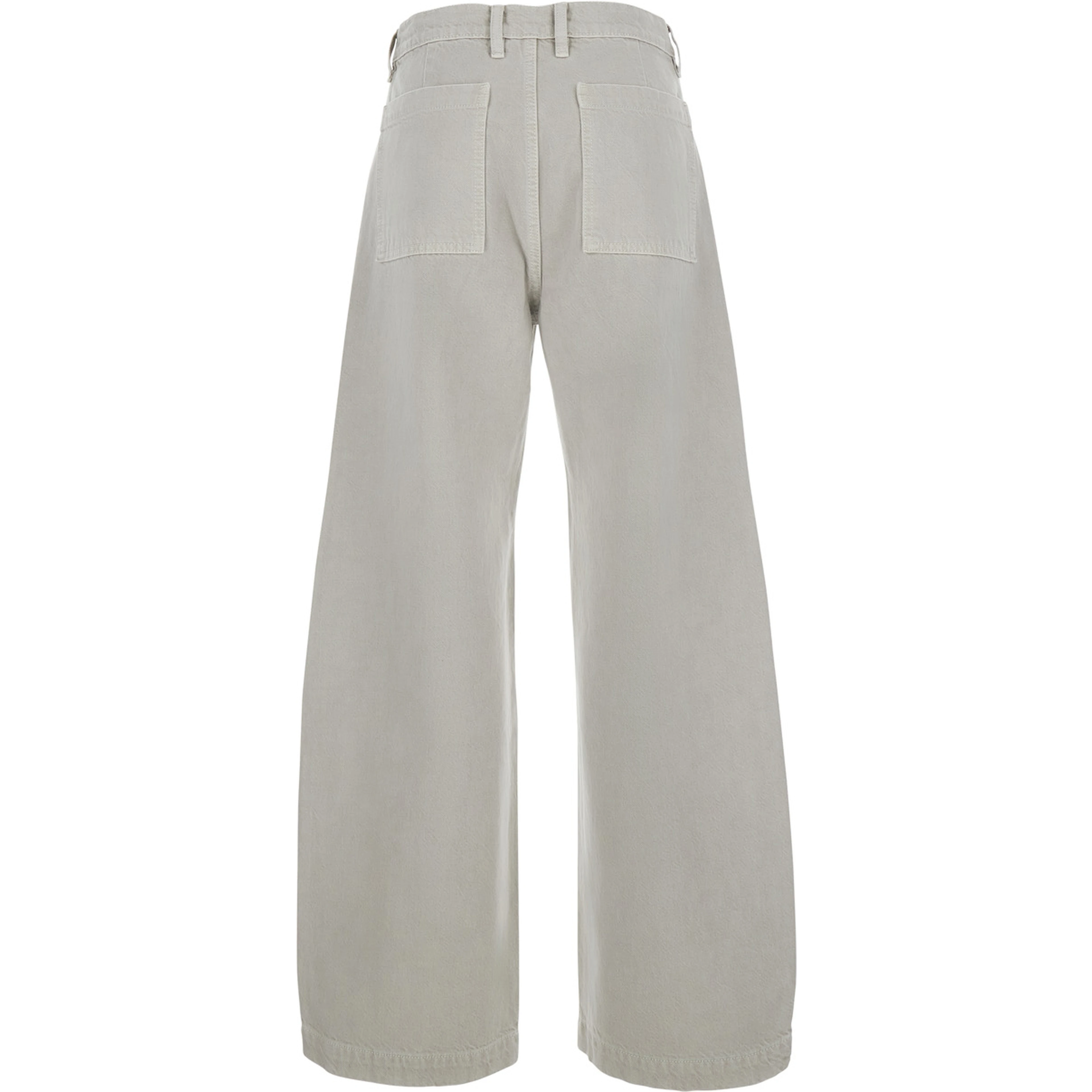 THE BOW CARGO is a jeans with side pockets and button closure. Made of cotton, white color, unisex.