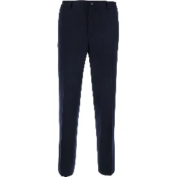 Blue pants with belt loops and back pockets in flannel for men
