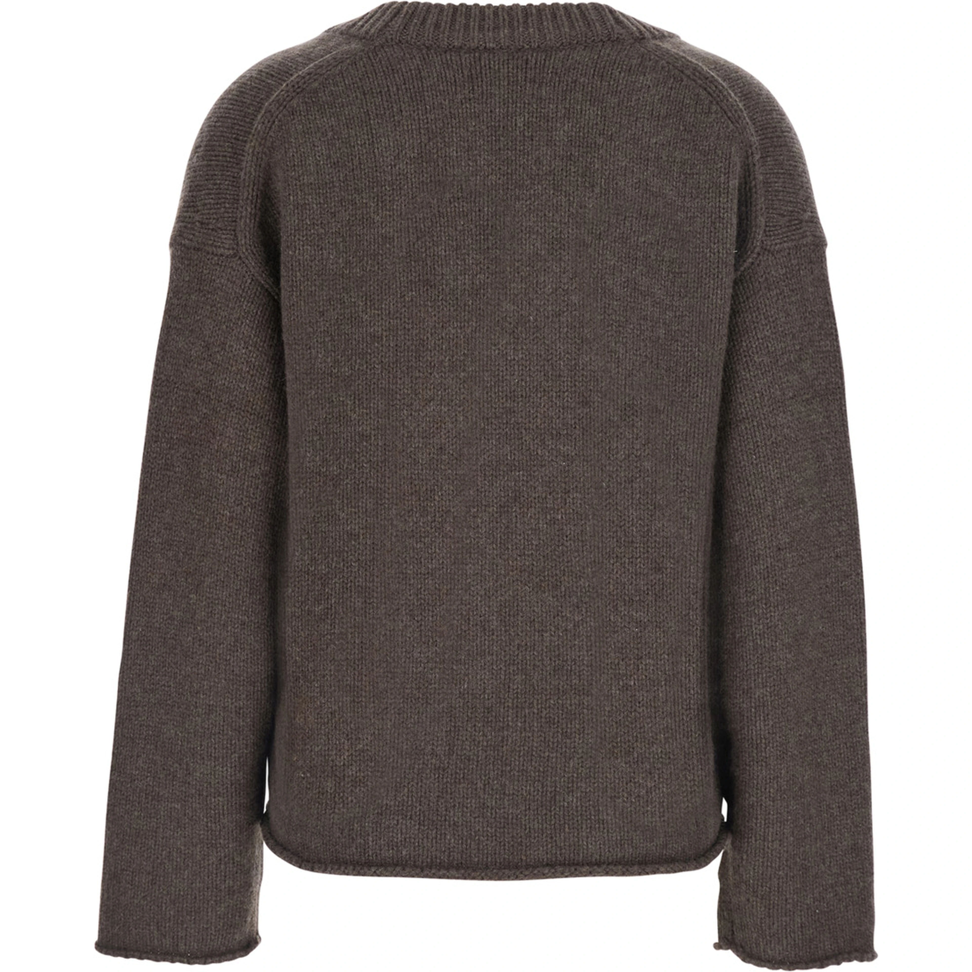 Brown Sweater with Wide Neck and Tone-on-Tone Mini Logo in Cashmere for Women
