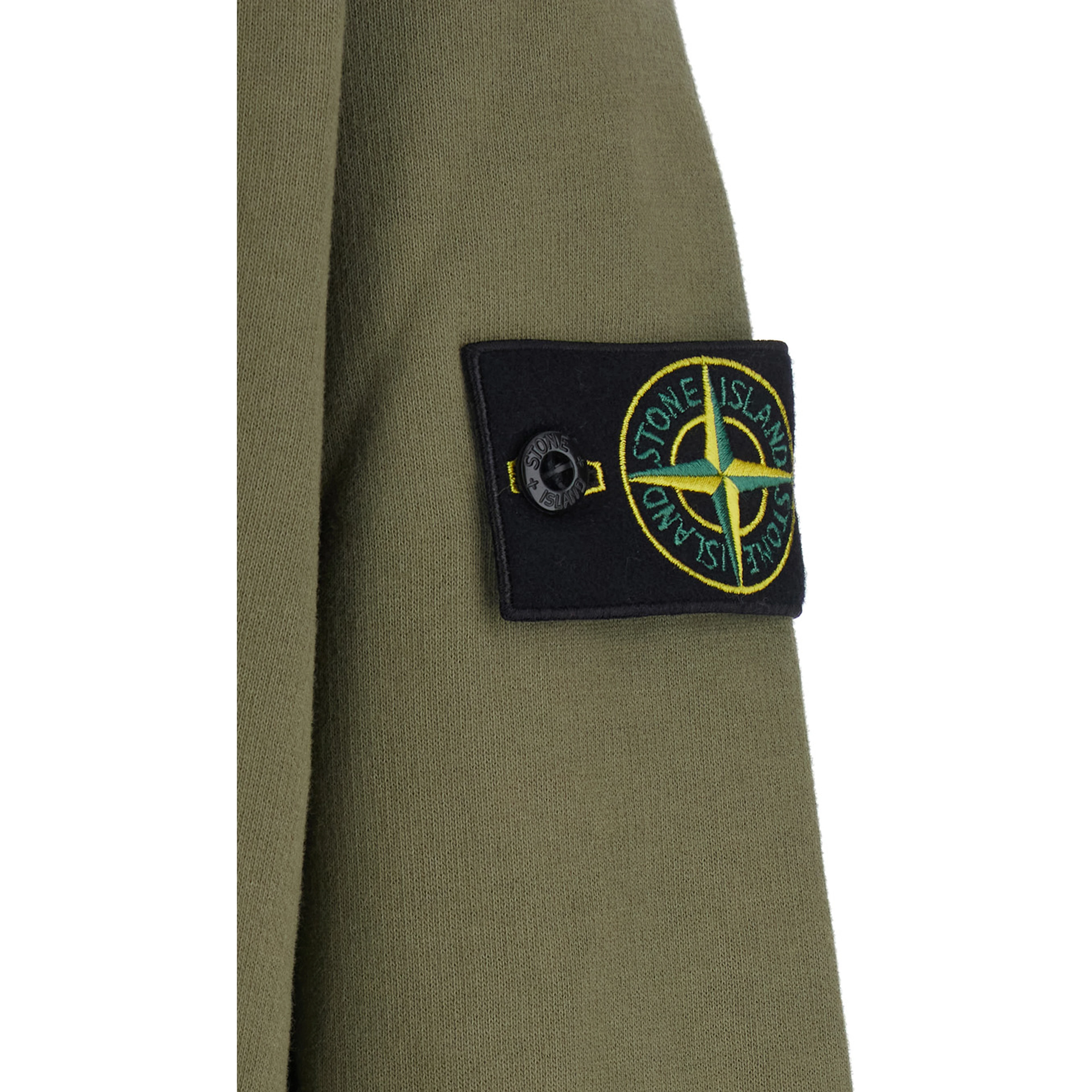 Green Crewneck sweatshirt with logo patch on the sleeve in cotton for men