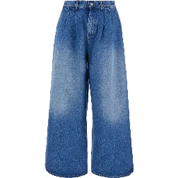 Unisex pleated jeans in 100% cotton violet