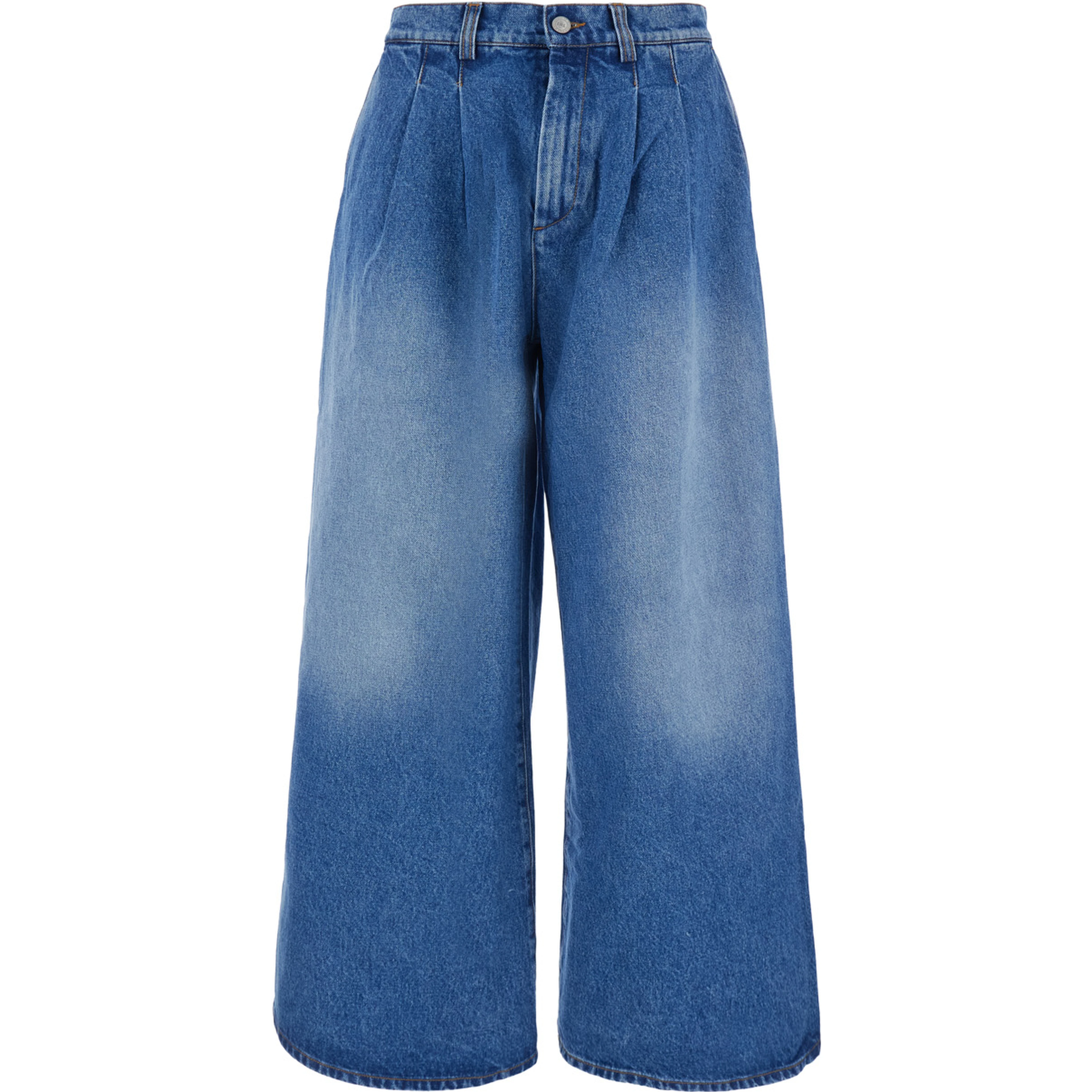 Unisex pleated jeans in 100% cotton violet
