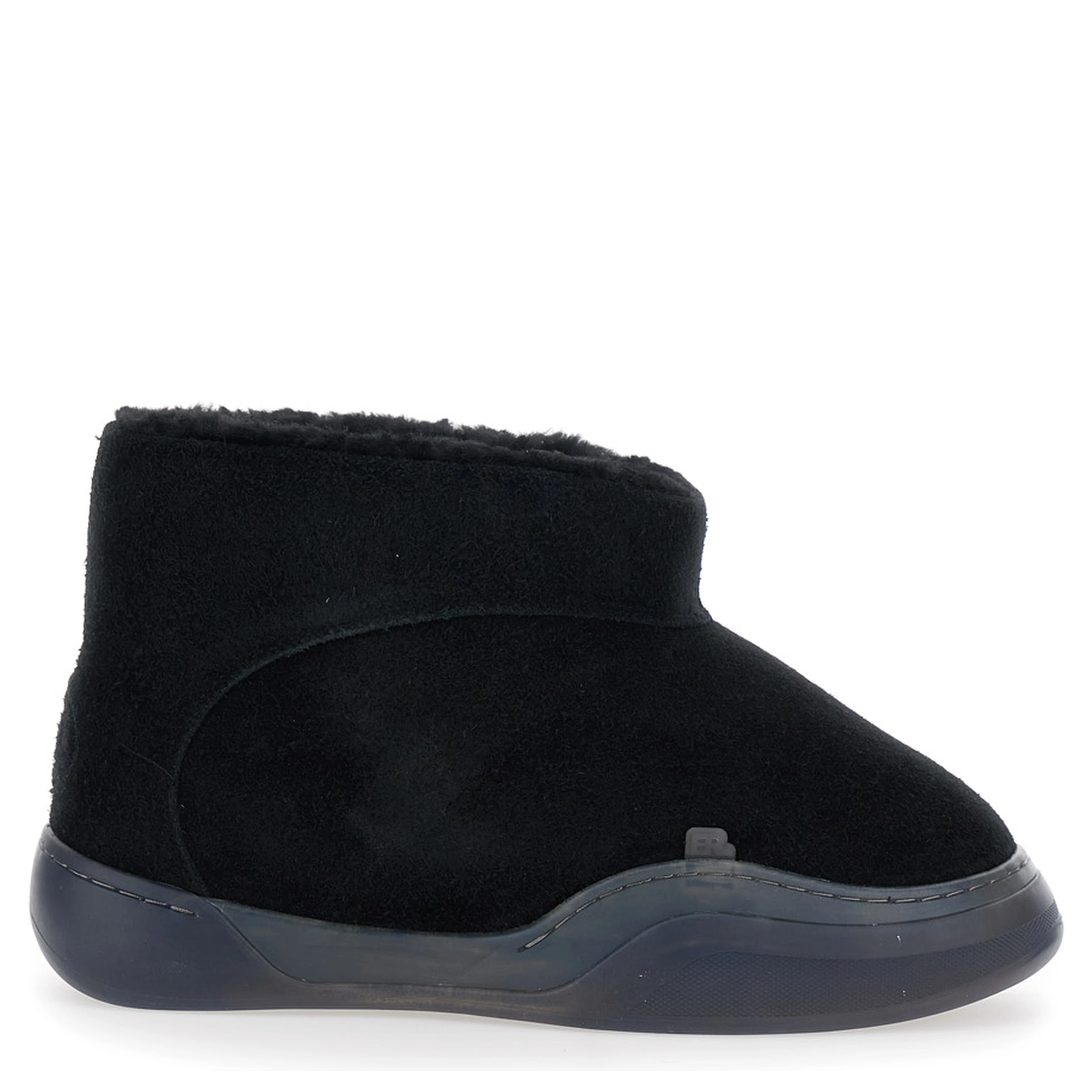 Vamp Black ankle boots with faux fur lining in suede for men