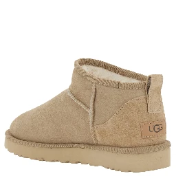Boots CLASSIC ULTRA MINI Beige in Leather Woman