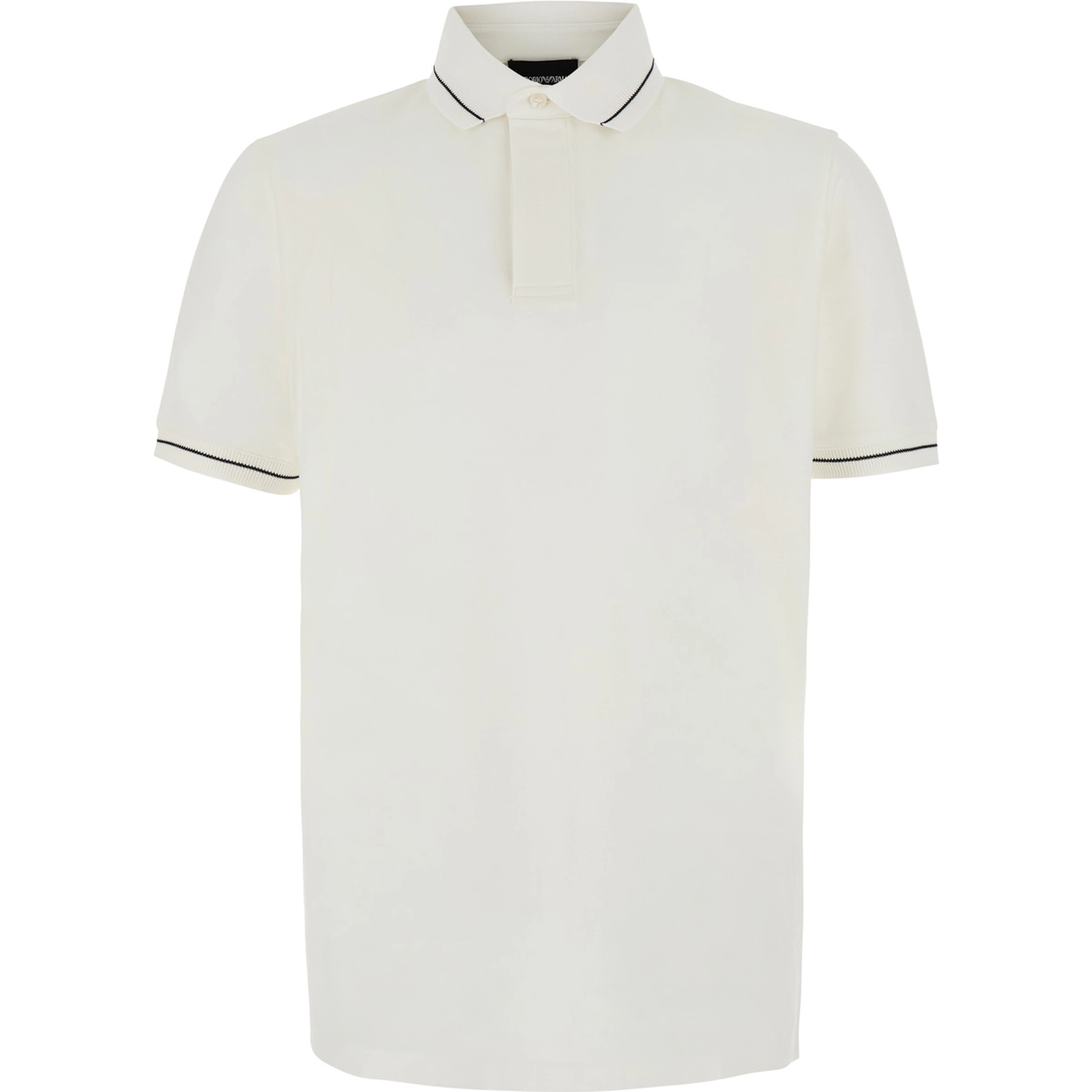 White Polo Shirt with Contrasting Details and Tone-on-Tone Logo Embroidery on the Front in Cotton for Men