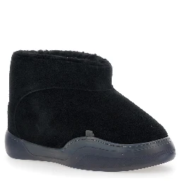 Vamp Black ankle boots with faux fur lining in suede for men