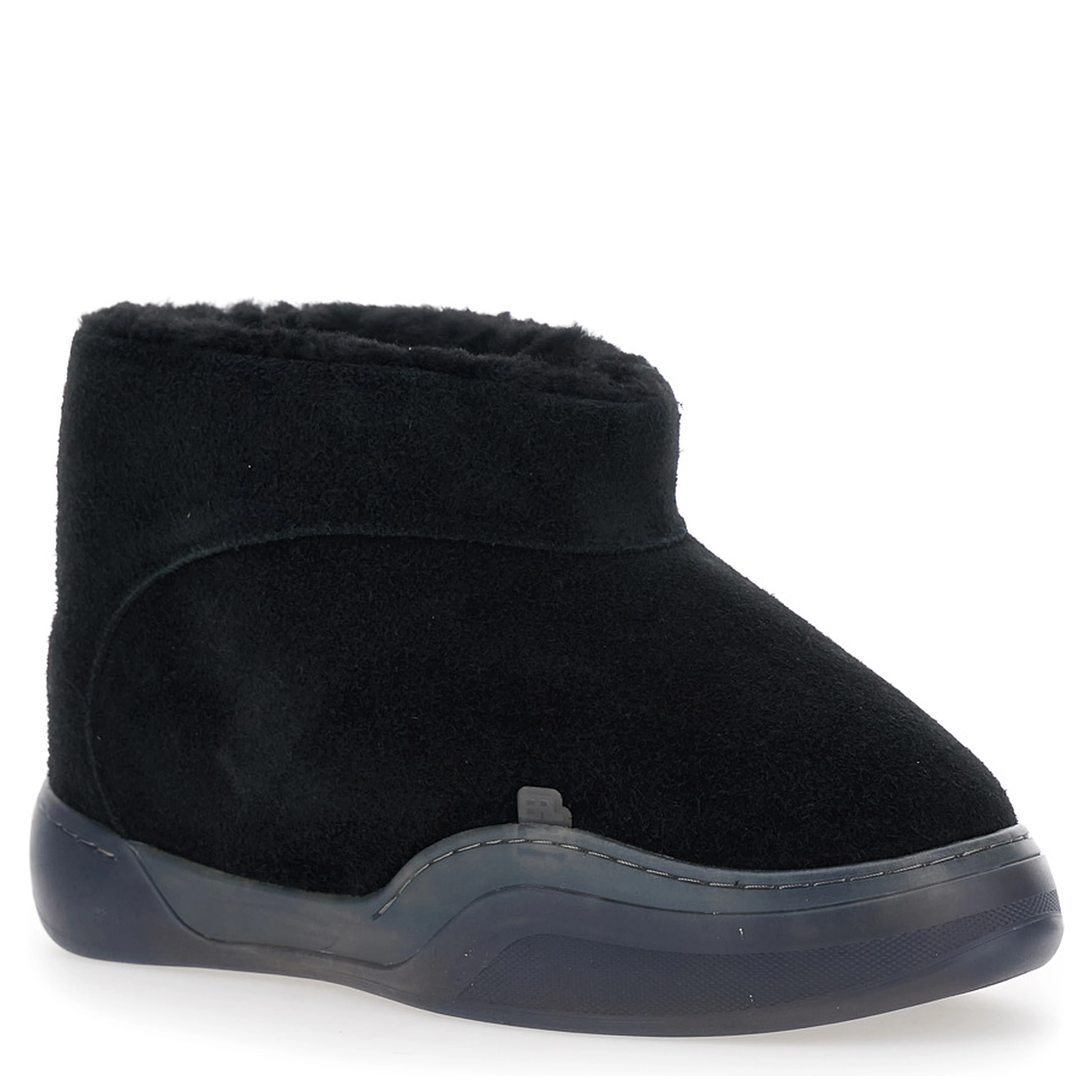 Vamp Black ankle boots with faux fur lining in suede for men