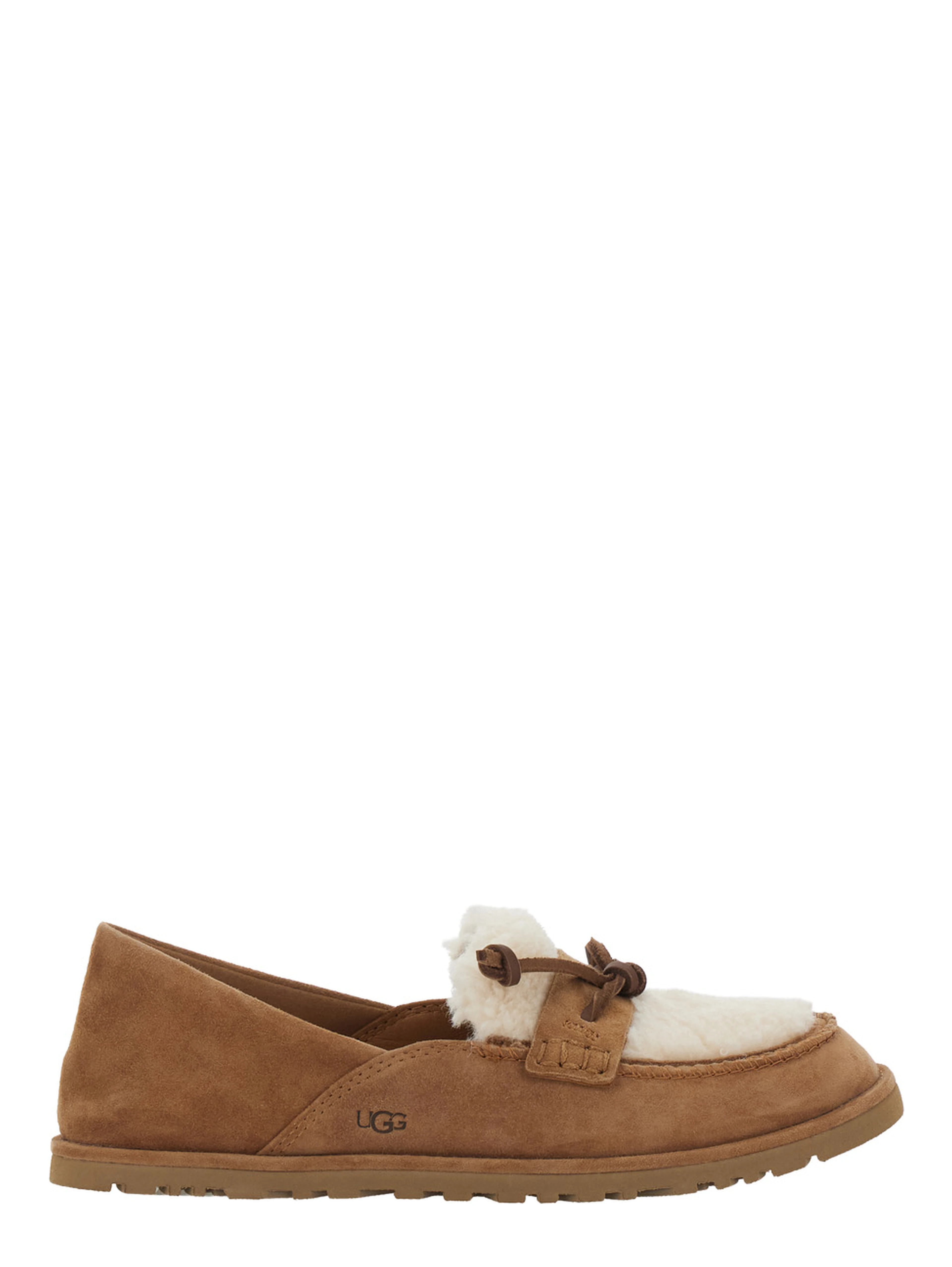 Zora Brown Loafers with fur details and front strap in suede for women