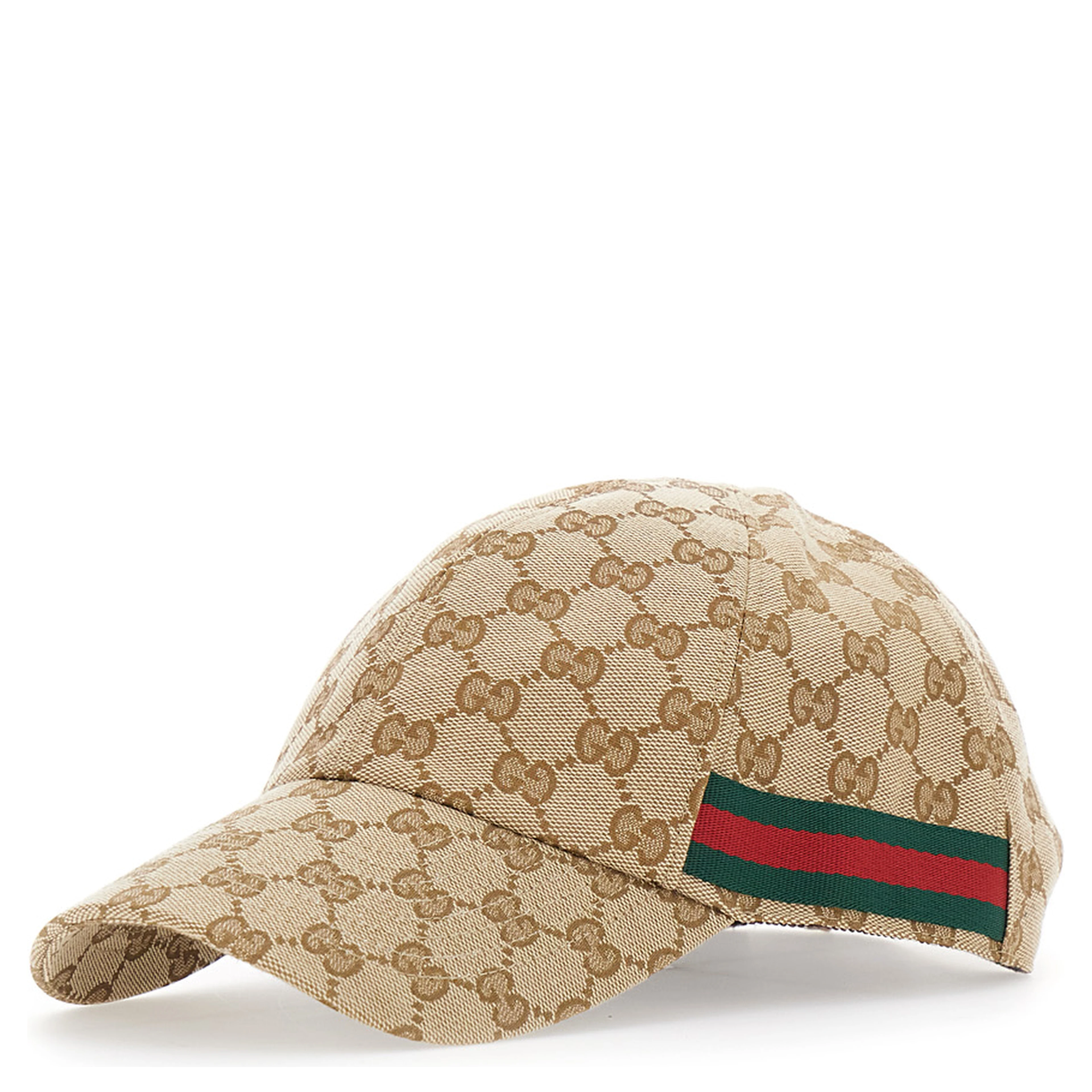 Beige Baseball Cap with Web Detail on the Side in Cotton for Men