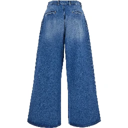 Unisex pleated jeans in 100% cotton violet