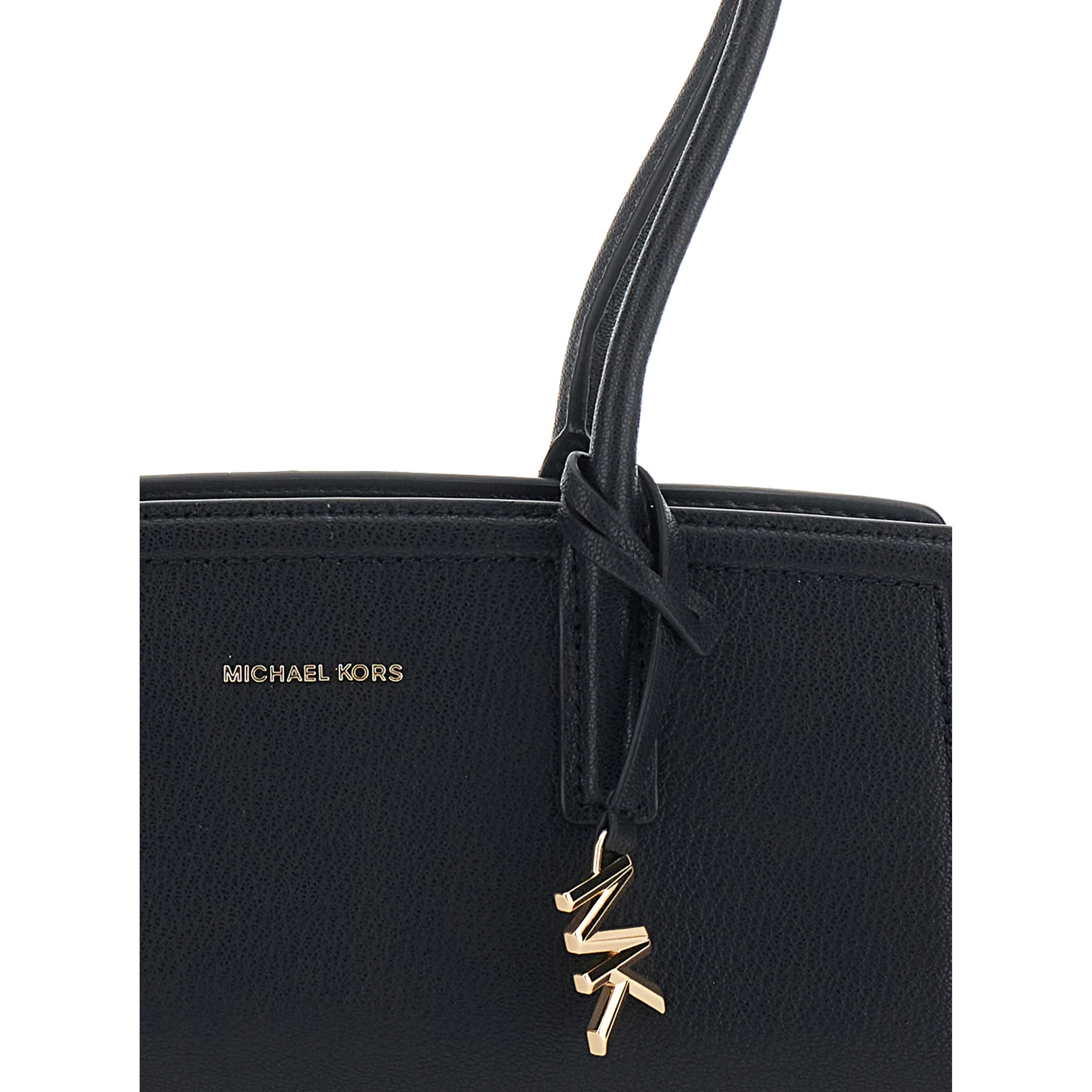 Laila Black Shoulder Bag with Logo Plate on the Front in Leather for Women