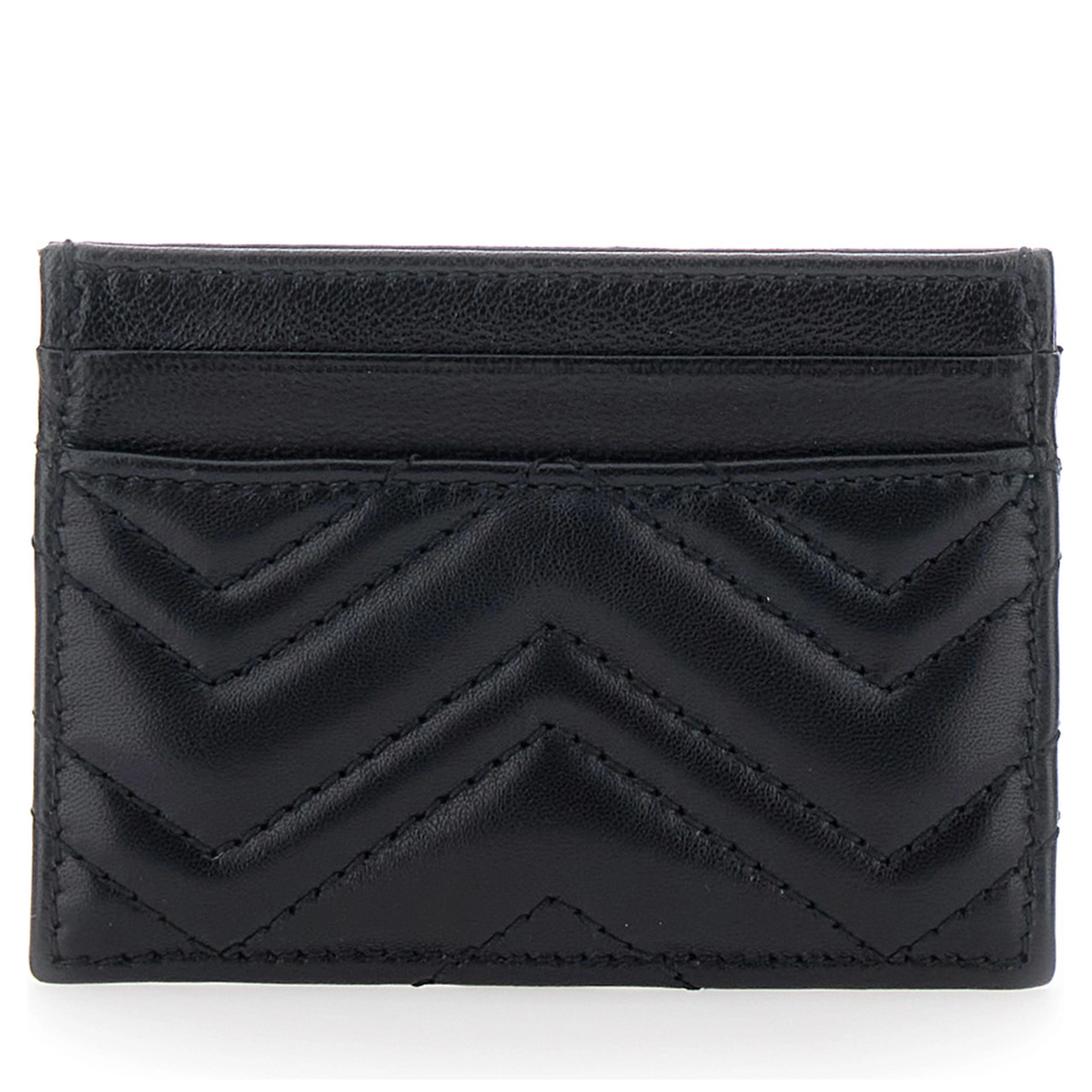 GG Marmont black Card holder with quilted design and GG logo in leather for women