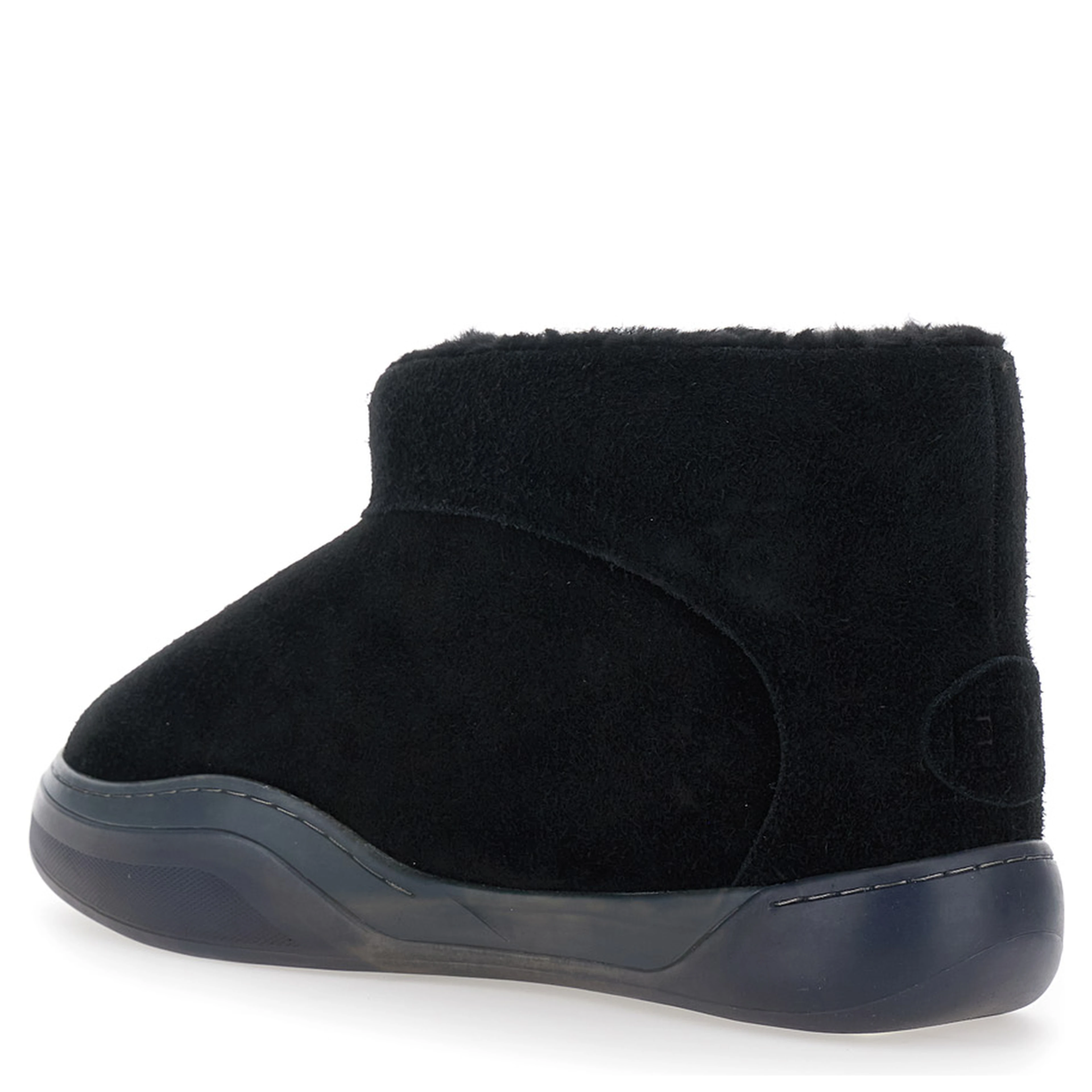 Vamp Black ankle boots with faux fur lining in suede for men