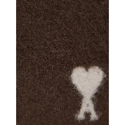 Alpaca and wool scarf with AMI de Coeur jacquard brown unisex