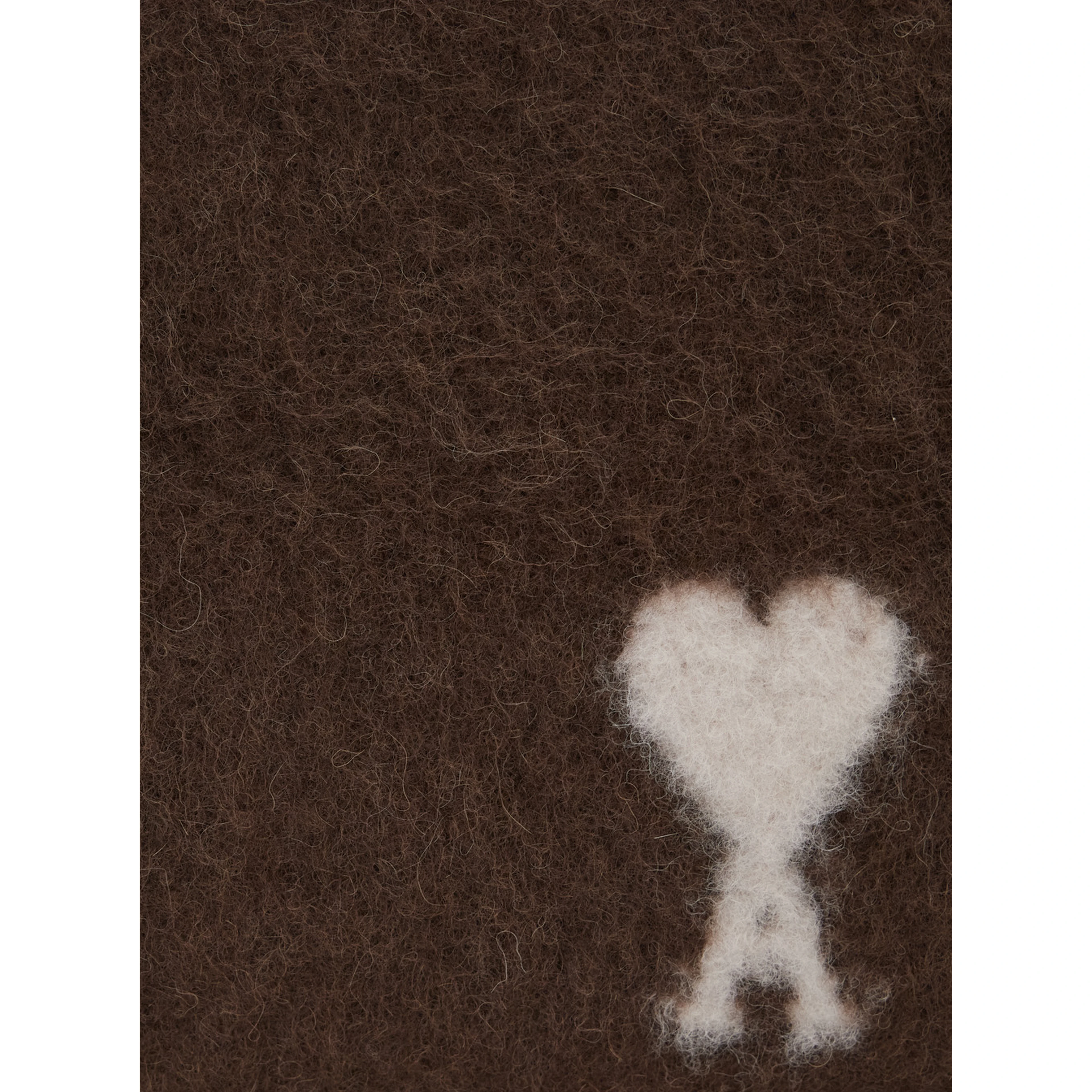 Alpaca and wool scarf with AMI de Coeur jacquard brown unisex