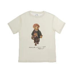 beige T-shirt with Polo Bear print on the front in cotton for Boy