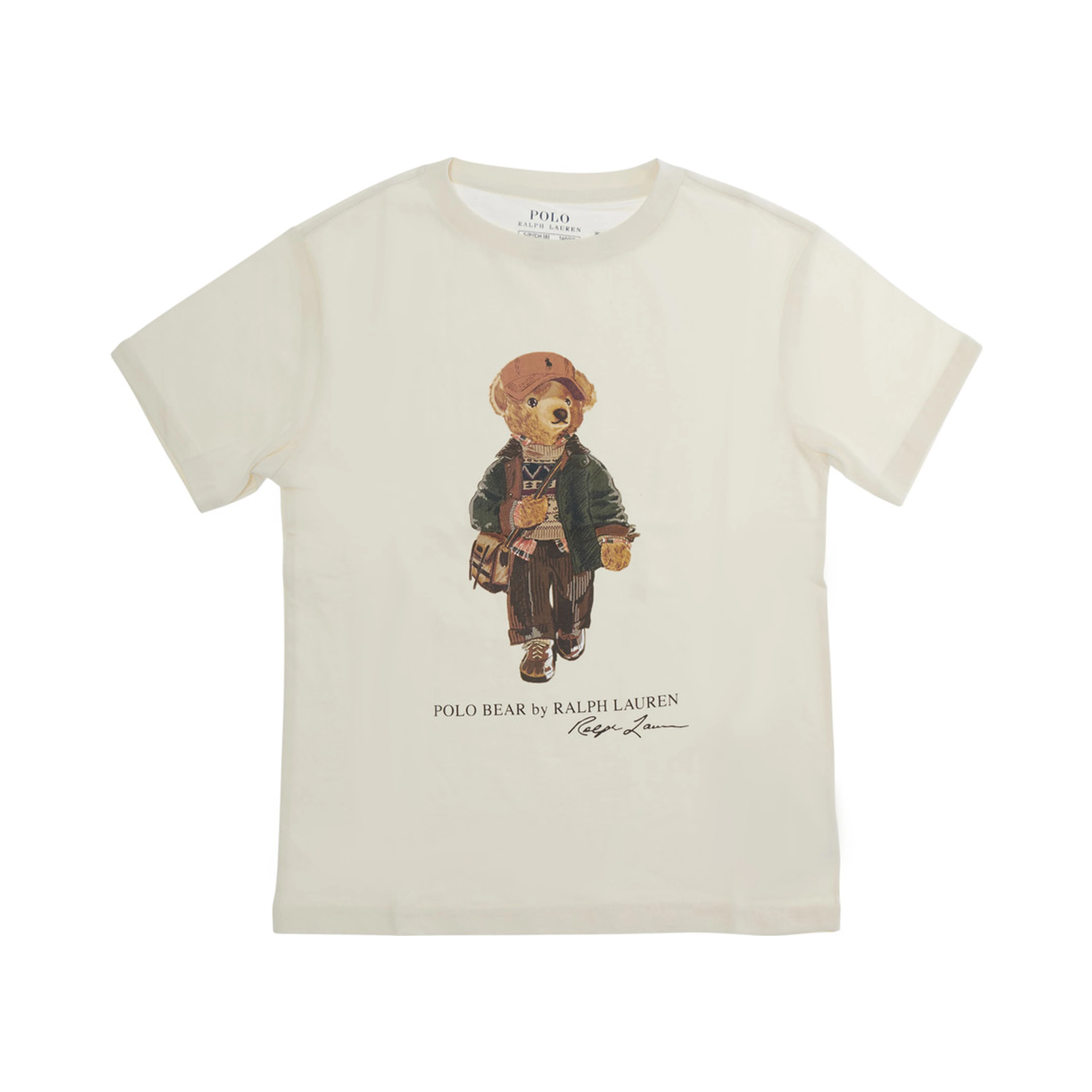 beige T-shirt with Polo Bear print on the front in cotton for Boy
