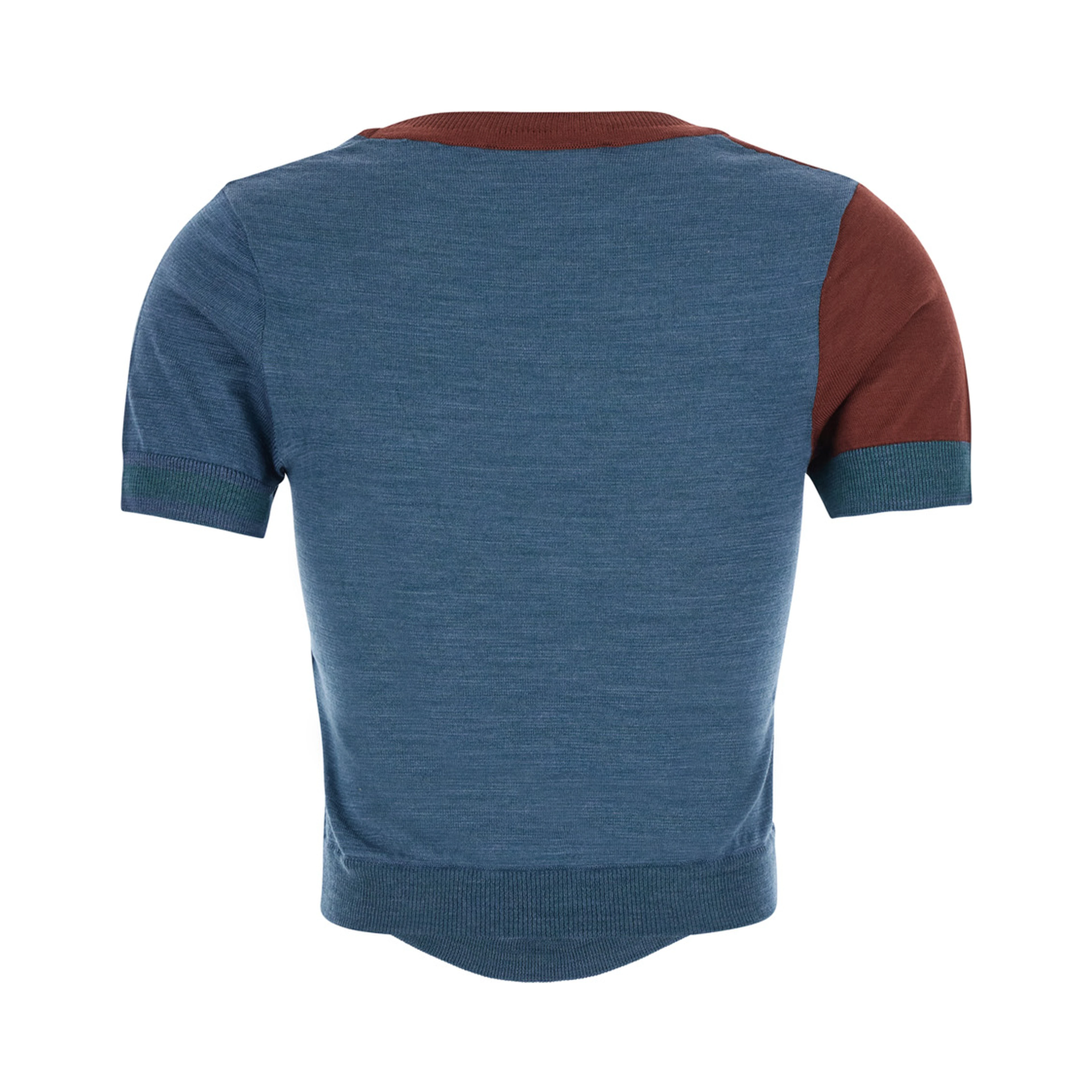 blue crop top with Argyle Motif and embroidered logo on the front in wool Women