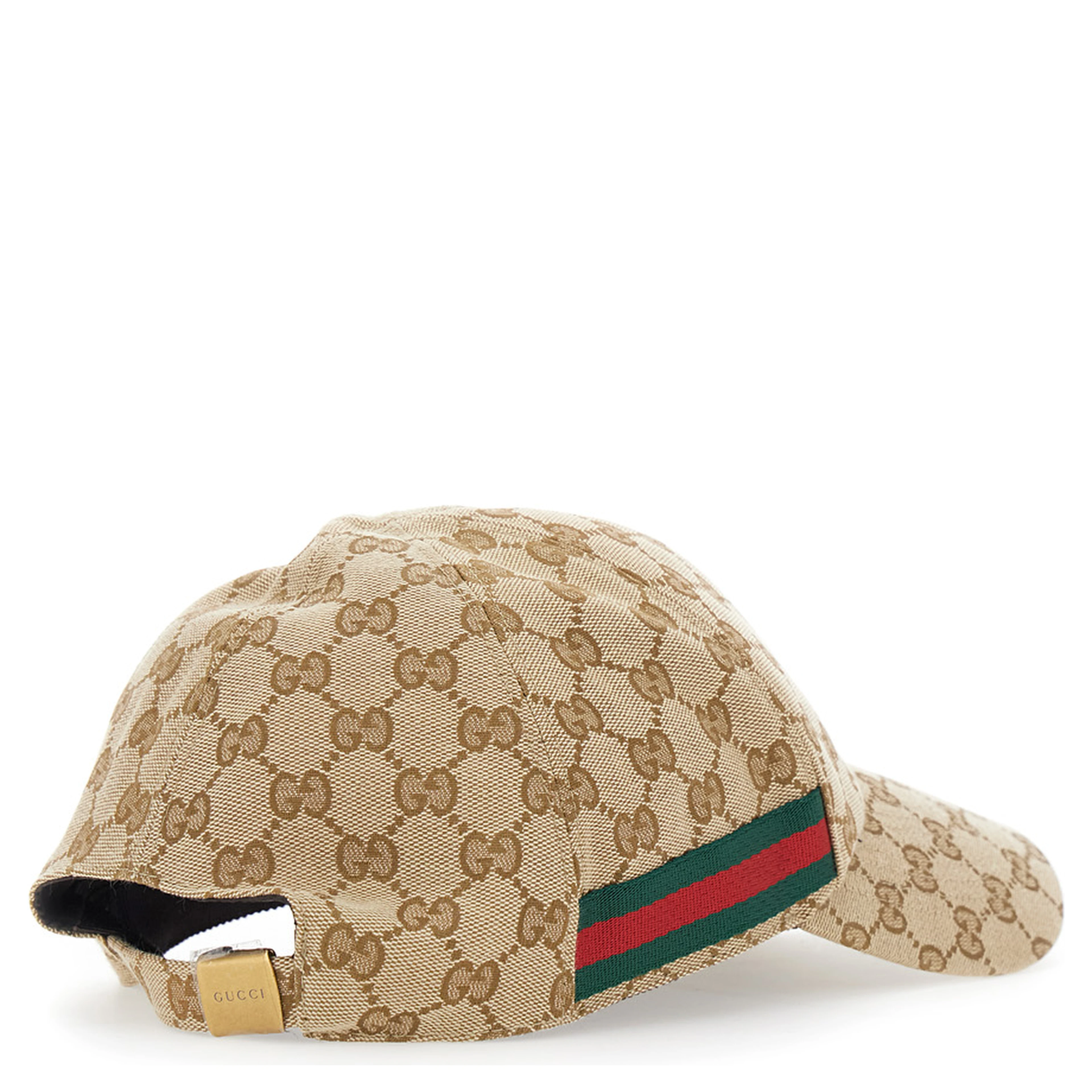 Beige Baseball Cap with Web Detail on the Side in Cotton for Men
