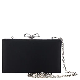 Metallic mesh clutch bag with chain and silver metal details for women