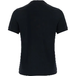 Black Crew neck T-shirt with logo embroidery on the front in stretch viscose for men