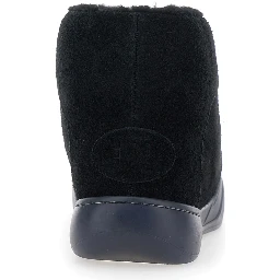 Vamp Black ankle boots with faux fur lining in suede for men