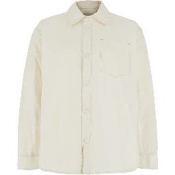 White Shirt with classic collar and tone-on-tone ADC embroidery on the front in cotton for men