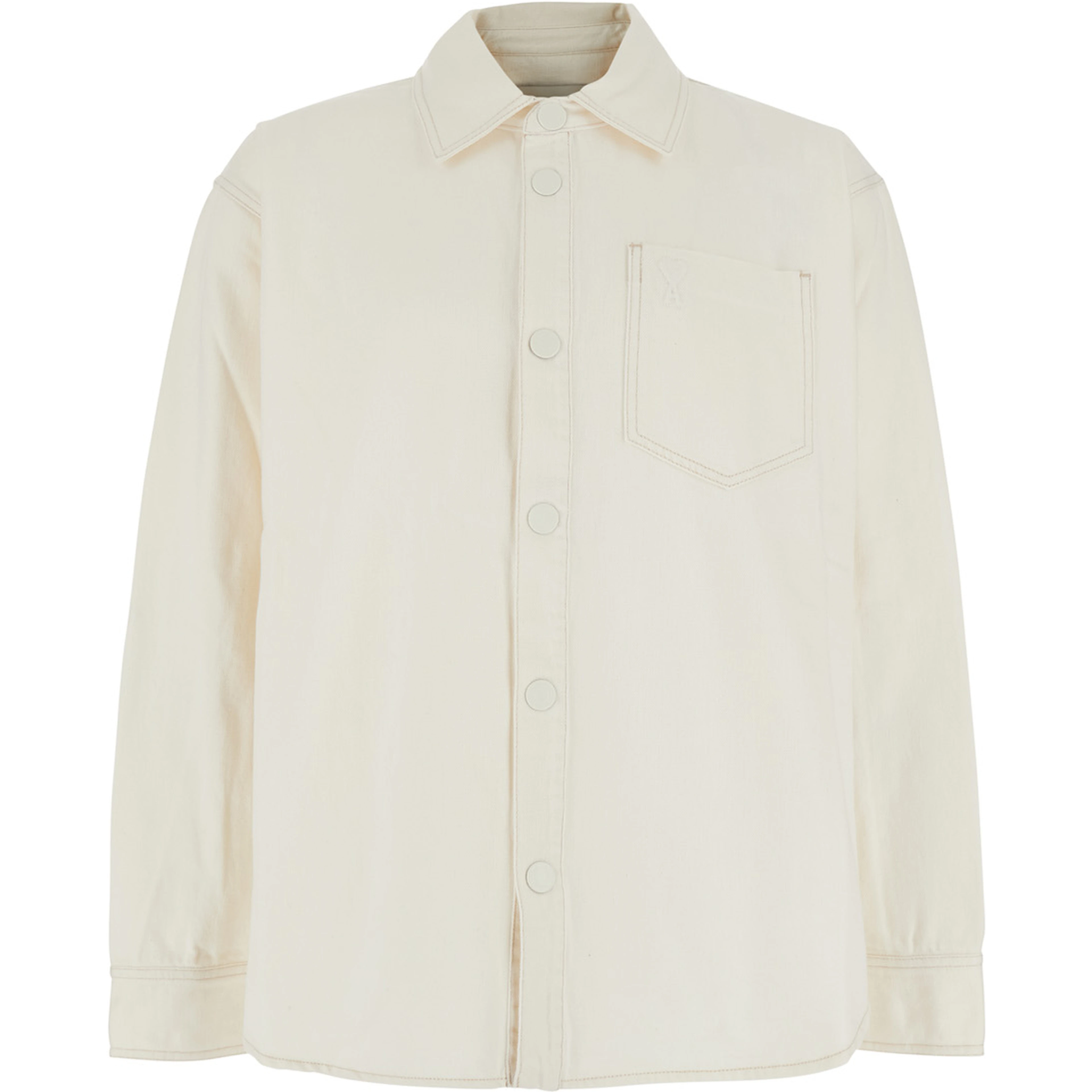 White Shirt with classic collar and tone-on-tone ADC embroidery on the front in cotton for men