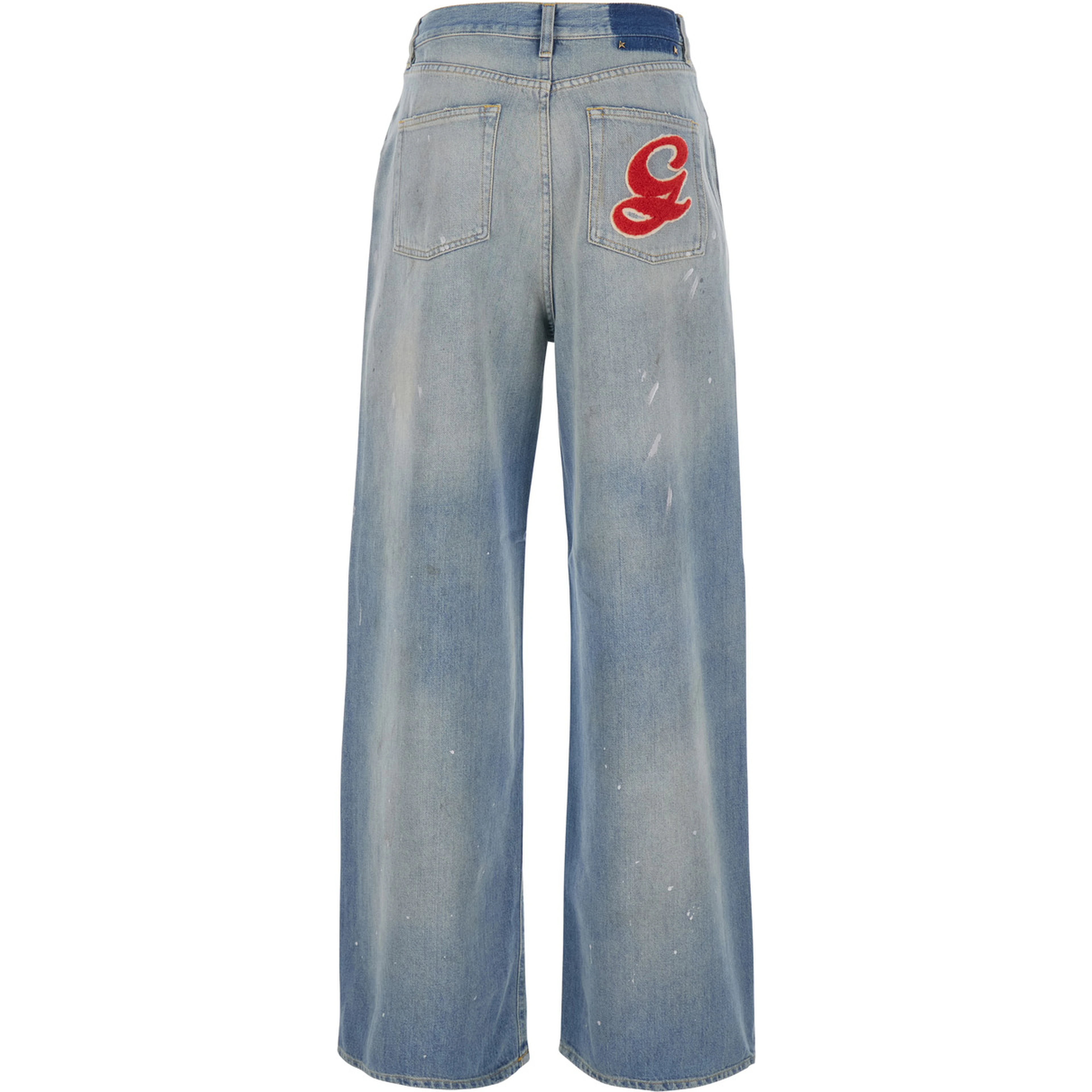 Melody Boyfriend Blue Jeans with faded design and logo embroidery on the back in denim for women