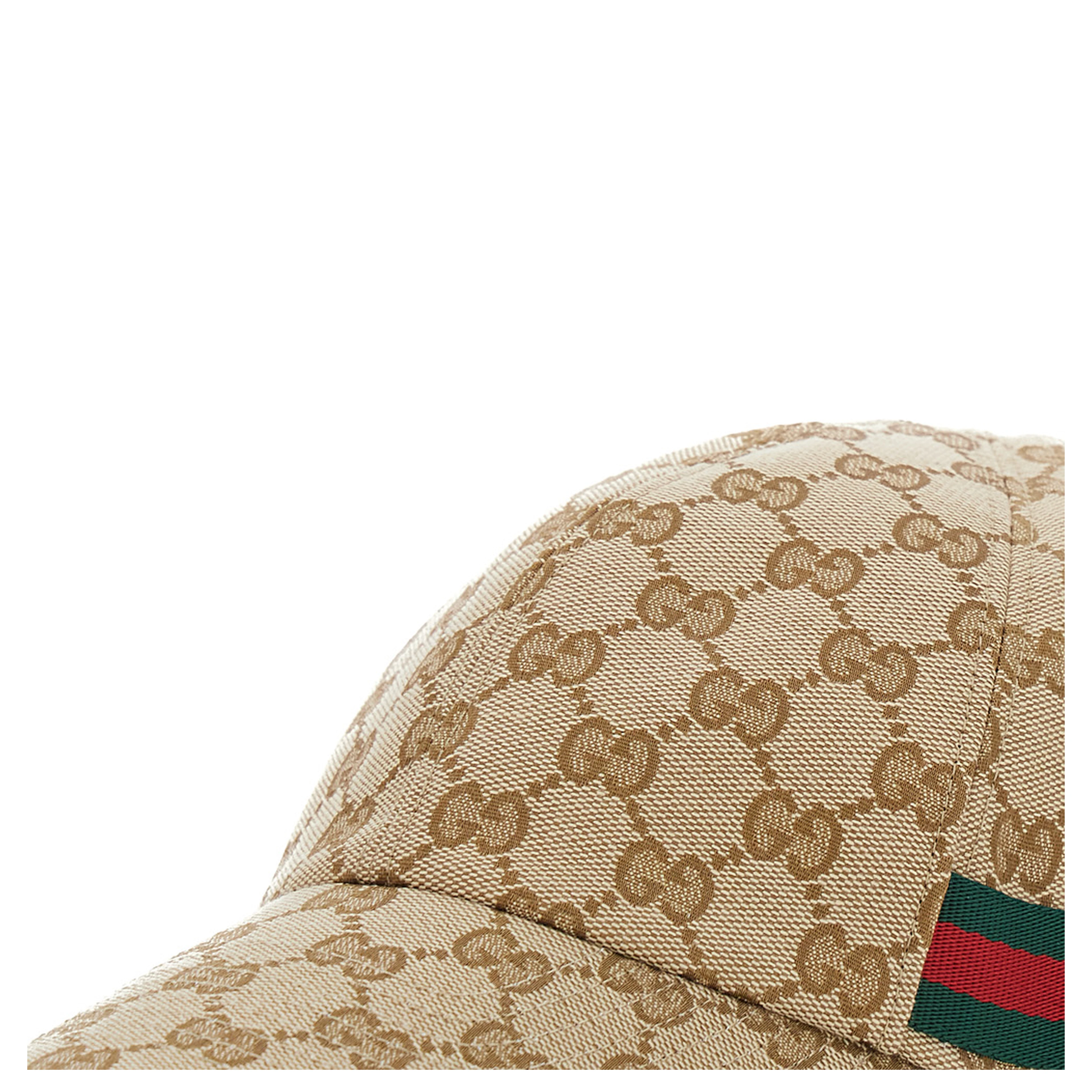 Beige Baseball Cap with Web Detail on the Side in Cotton for Men