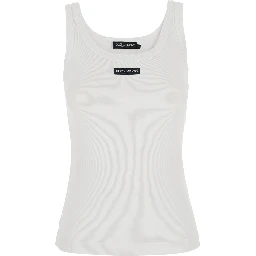 White Sleeveless with Logo Patch on the Front in Cotton for Women