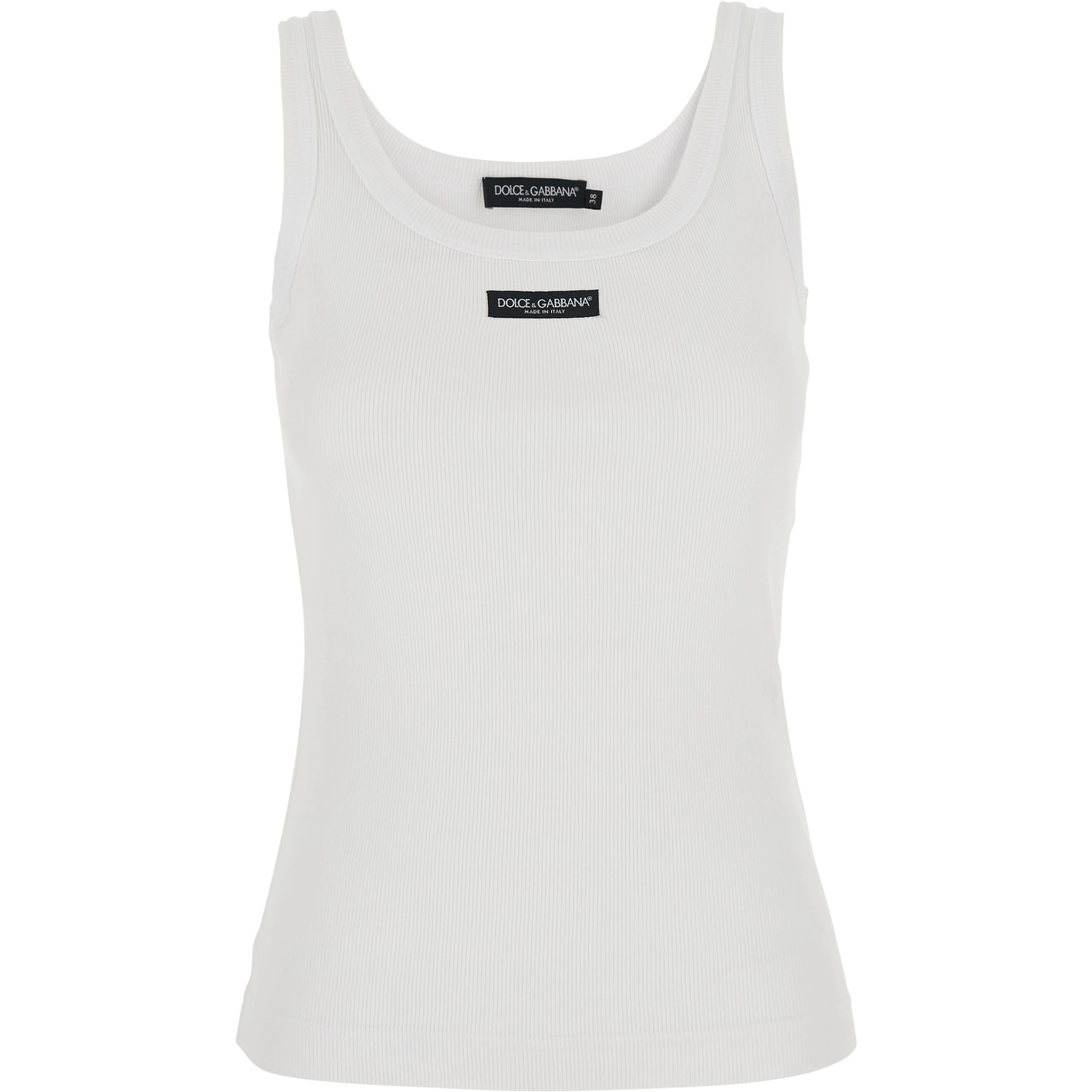 White Sleeveless with Logo Patch on the Front in Cotton for Women