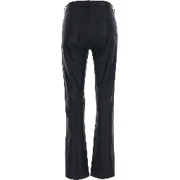 Sophie Black High-Waisted Jeans with Flared Leg and Logo Patch on the Back in Leather for Women