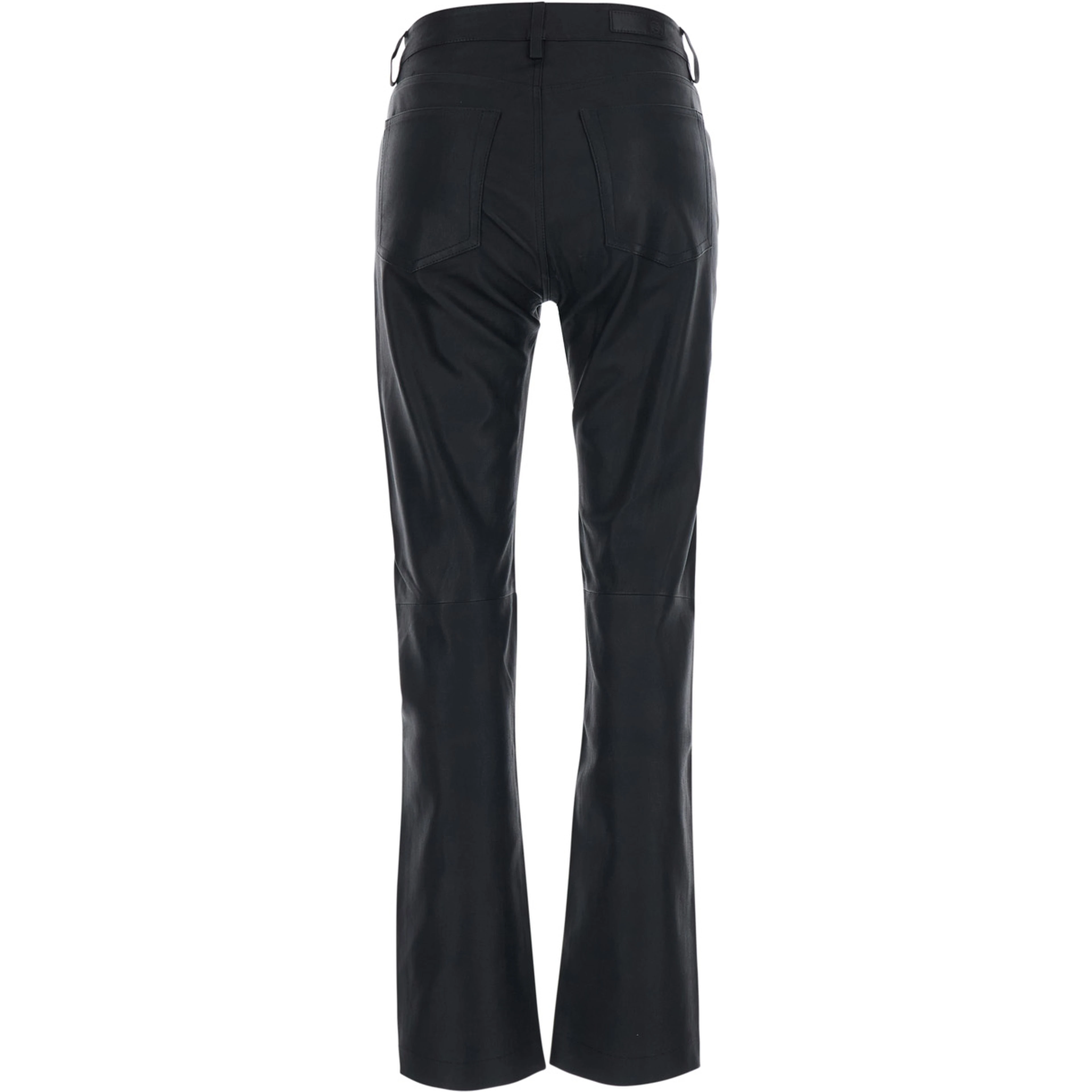 Sophie Black High-Waisted Jeans with Flared Leg and Logo Patch on the Back in Leather for Women
