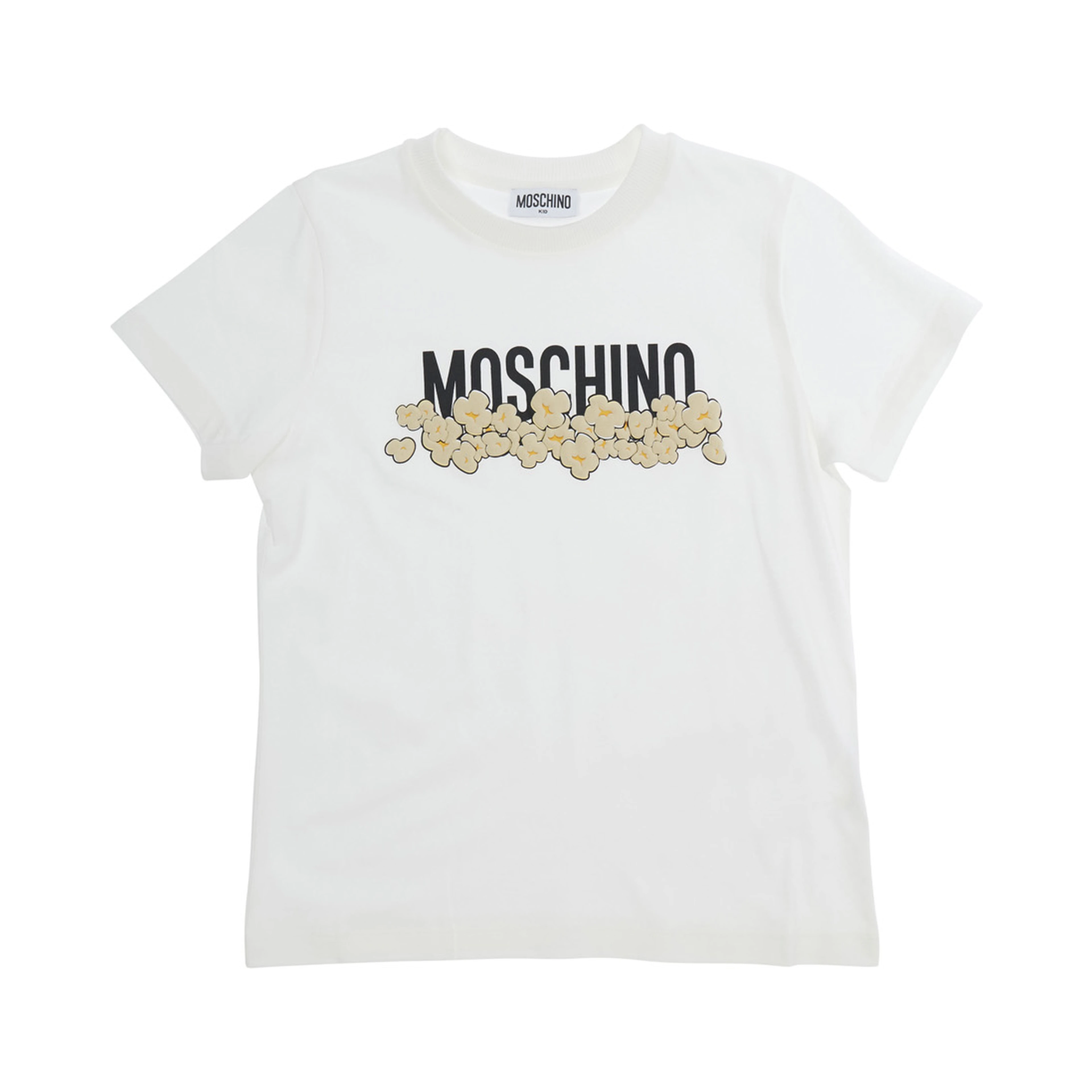 White T-shirt with round neck and logo lettering on the front in cotton Boy