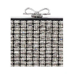 Metallic mesh clutch bag with chain and silver metal details for women
