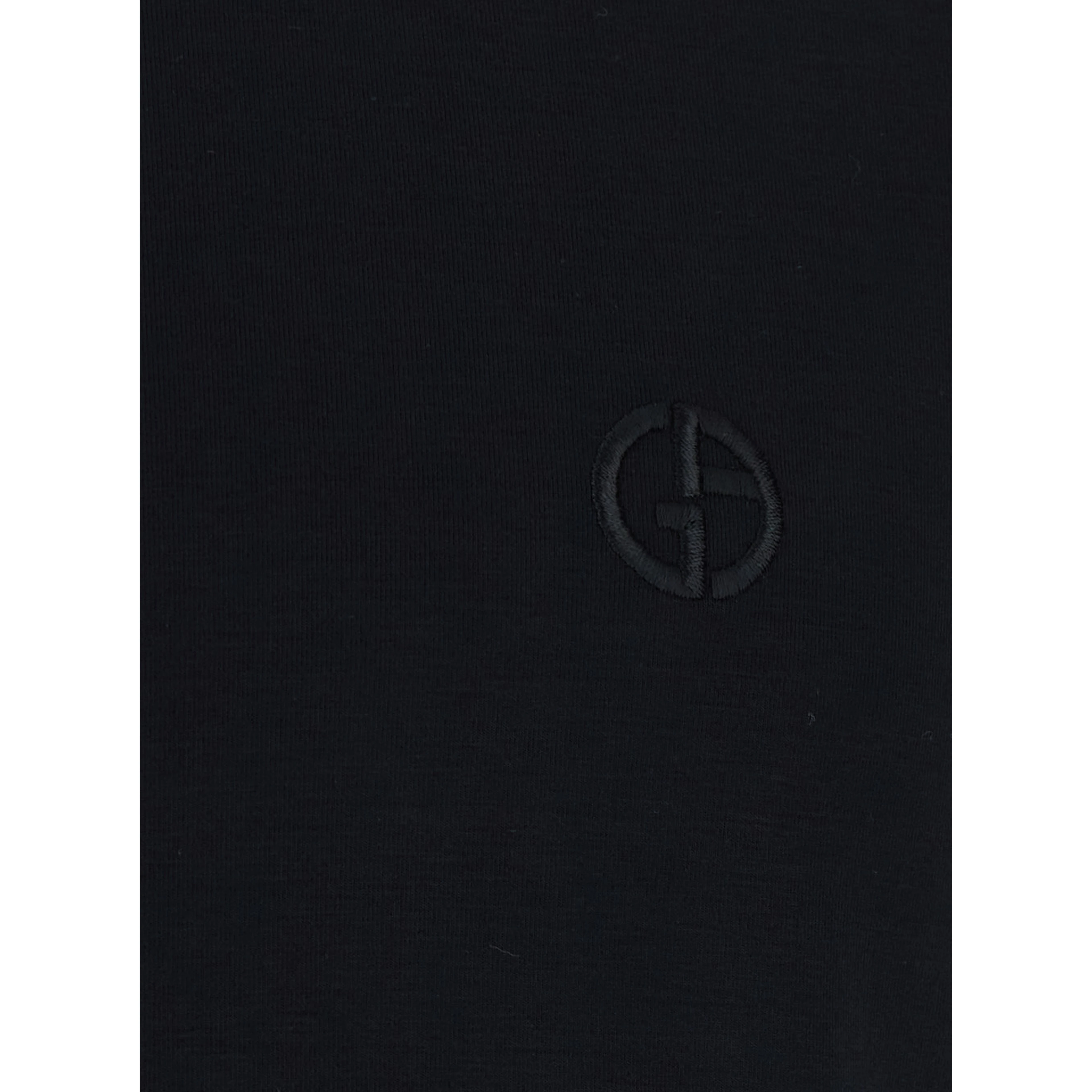 Black Crew neck T-shirt with logo embroidery on the front in stretch viscose for men