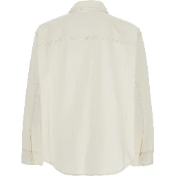 White Shirt with classic collar and tone-on-tone ADC embroidery on the front in cotton for men